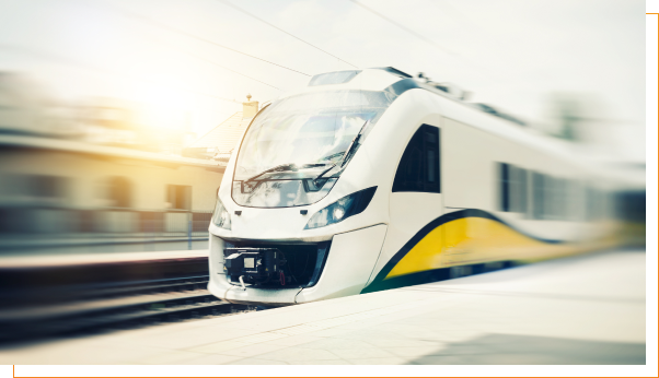 Modern electric train representing sustainable mobility solutions powered by advanced battery technology