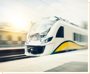 Modern electric train representing sustainable mobility solutions powered by advanced battery technology